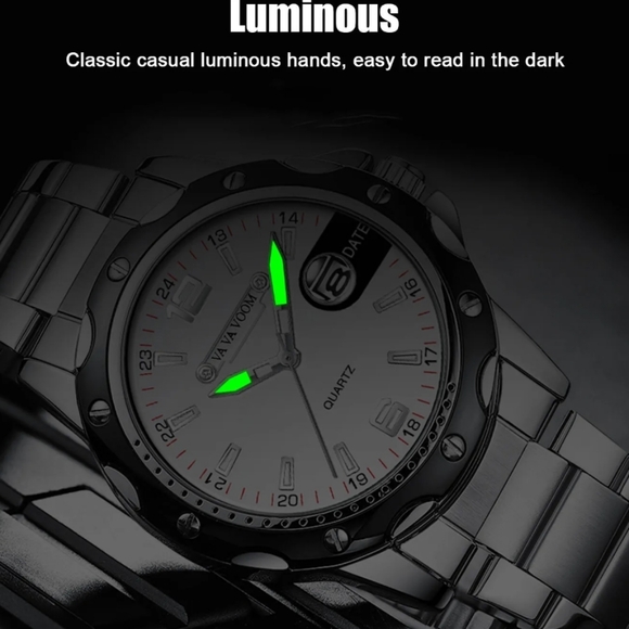 Mens Classic Business Stainless Steel Watch Quartz movement Luminous Waterproof - Picture 7 of 10